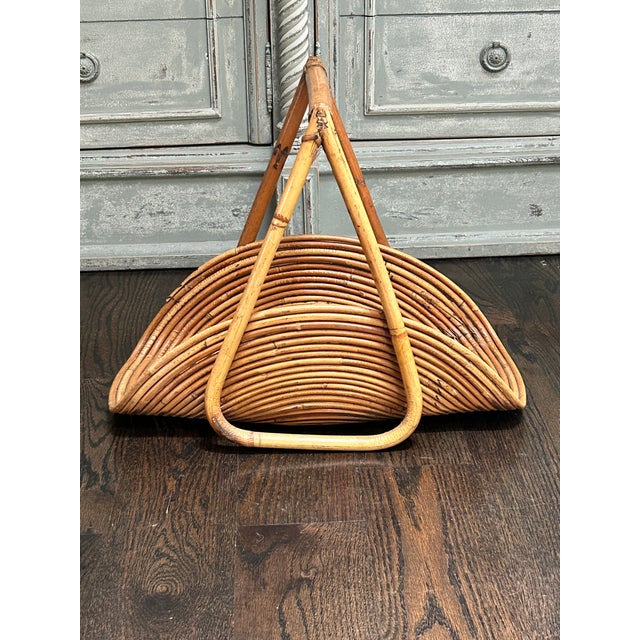 Tan Mid-Century Italian Pencil Reed Magazine Rack For Sale - Image 8 of 8