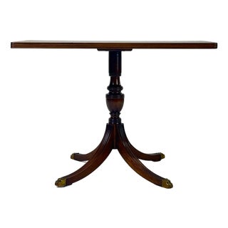 Mid 20th Century Kittinger Mahogany Pedestal Lamp Table (A 218) – Brass Lion Paw Feet For Sale