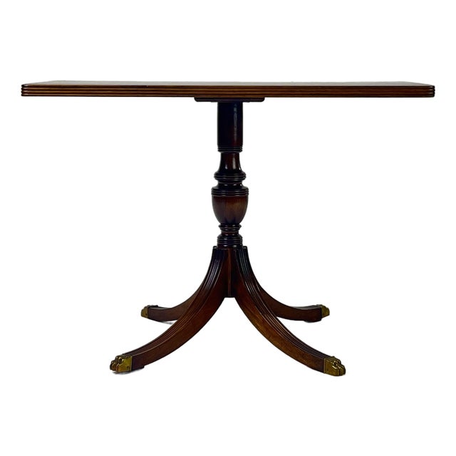Mid 20th Century Kittinger Mahogany Pedestal Lamp Table (A 218) – Brass Lion Paw Feet For Sale
