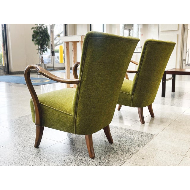 Green Alfred Christensen Lounge Chairs for Slagelse Møbelværk - A Pair For Sale - Image 8 of 15
