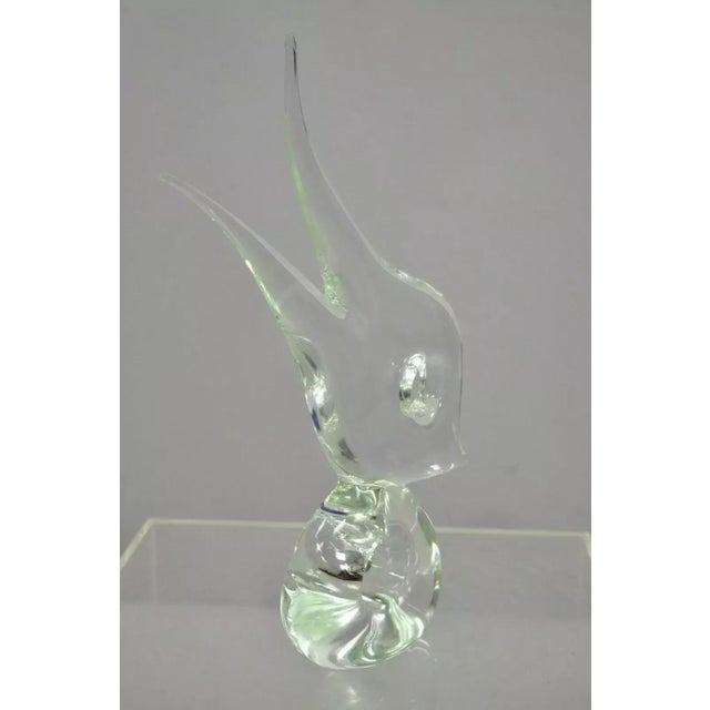 Vintage Italian Crystal Glass 16" Abstract Fish Sculpture Statue Signed to Base For Sale - Image 11 of 12
