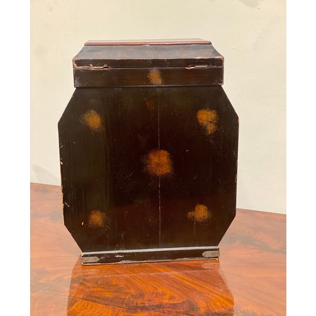Metal Antique Chinese Inlaid Wood Jewelry Box with Decorations in Relief, 1800s For Sale - Image 7 of 9