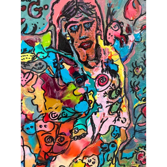Paint Set of 2 Abstract Paintings by Serg Graff "Flower Fairy" | "Mr Umbrella" Framed For Sale - Image 7 of 17