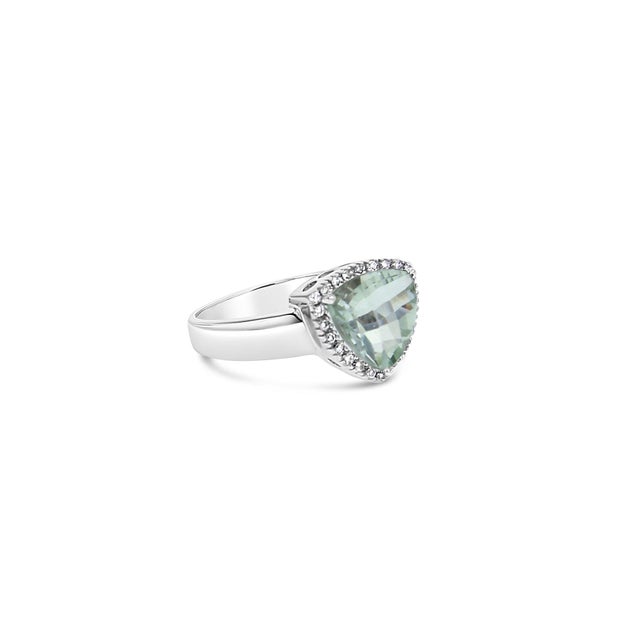 Contemporary Diamond & Green Amethyst Statement Ring 2.37cttw 14k White Gold, Size 7.25 For Sale - Image 3 of 3