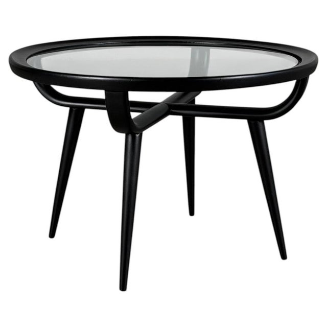 Round Semi-Matte Black Lacquered Coffee Table by Nicolay Diulgheroff, Italy, 1950s For Sale - Image 12 of 12