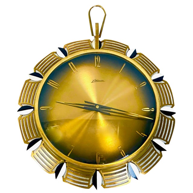 Mid-Century Brass Wall Clock from Atlanta, 1960s For Sale
