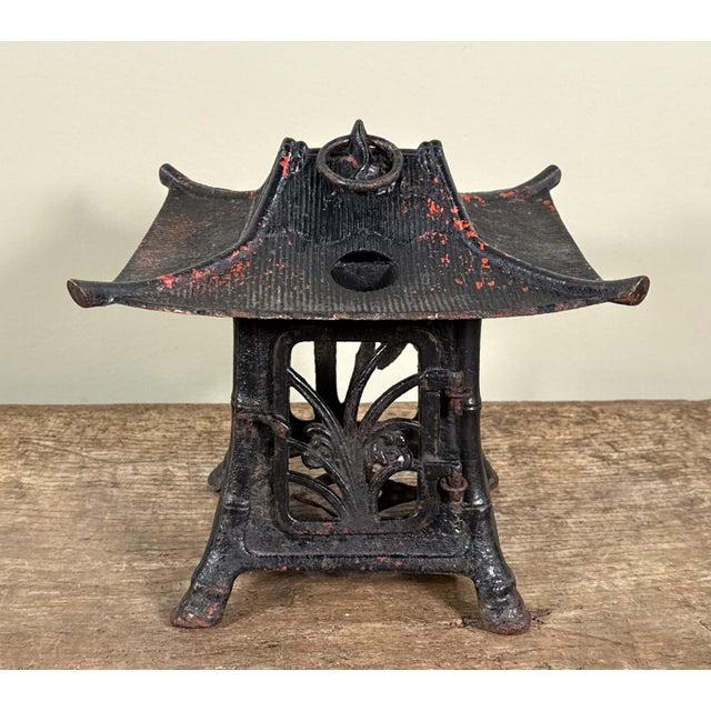 Black Vintage Japanese Cast Iron Pagoda Lantern Sculpture For Sale - Image 8 of 8