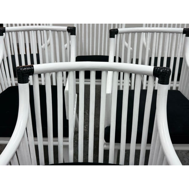 Wood Cb2 Mae Rattan Dining Armchairs, Set of Six For Sale - Image 7 of 12