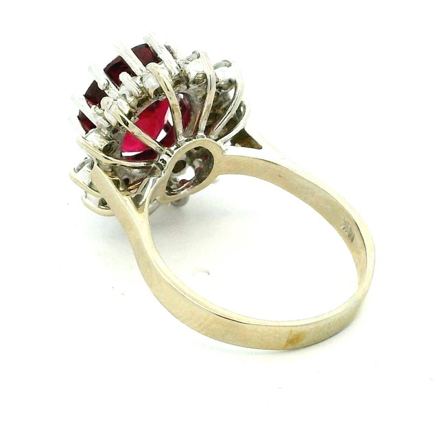 Vintage Pink Tourmaline Diamond Cluster Ring 14k White Gold 4.65 Ct, Size 8 For Sale - Image 10 of 14