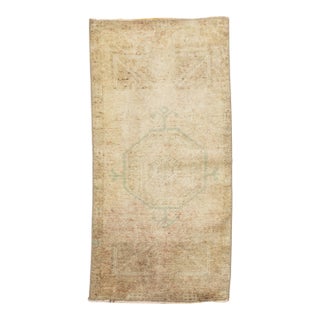 Antique Turkish Oushak Wool Rug in Muted Neutral & Sage Tones – 2' X 3' Accent Mat For Sale