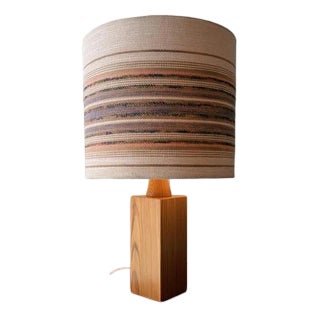 Vintage Pine Table Lamp, 1970s For Sale