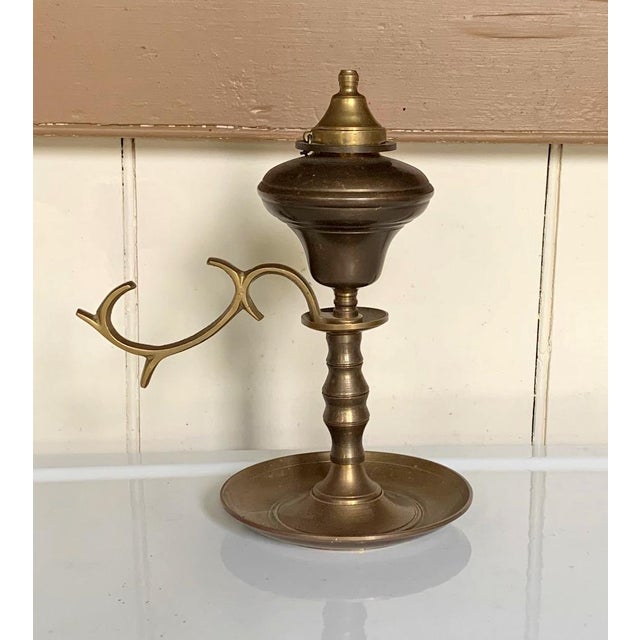 Early American Brass Handheld Oil Lamp Chairish