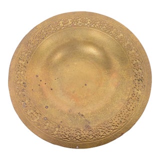 Tiffany Studios New York Bronze Doré Shallow Bowl or Plate With Decorative Border For Sale