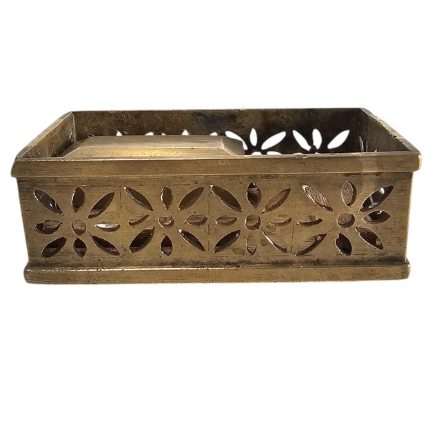 Gold Antique Filipino Hand-Etched Brass Betel Nut Box, Southeast Asian Tribal Artifact For Sale - Image 8 of 11