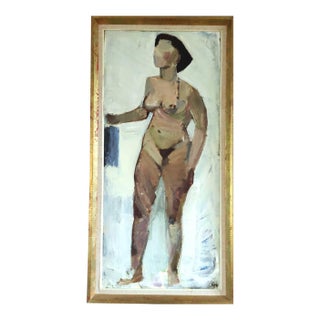 1957 Mid-Century Modern 'Nude in Soft Light' Swedish Original Abstract Figurative Oil Painting, Framed For Sale