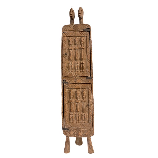 Lg Vintage Unique Dogon Hand Carved Wooden Box Mali 24" H For Sale - Image 9 of 11