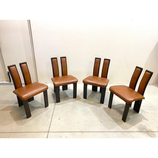 Brown Vintage Dining Chairs, 1980s, Set of 4 For Sale - Image 8 of 16