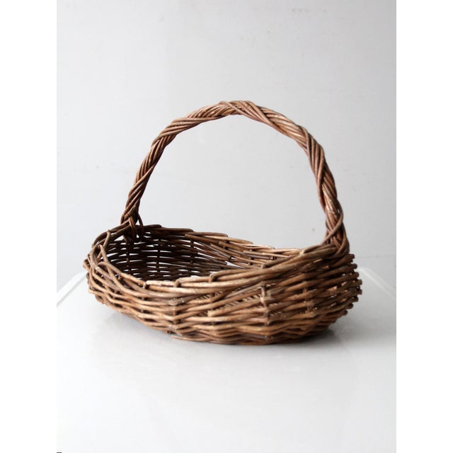 Vintage Wicker Gathering Basket For Sale - Image 12 of 12