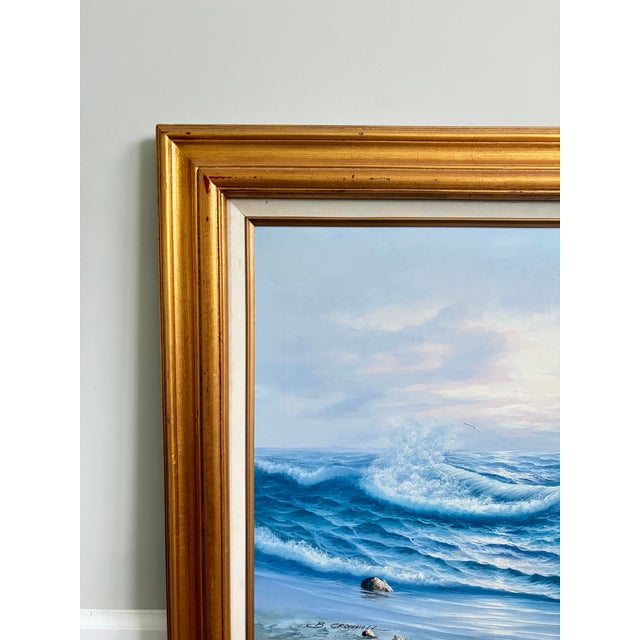Vintage Signed Coastal Seascape Oil Painting by B. Cromwell, Circa 1970s For Sale - Image 4 of 10