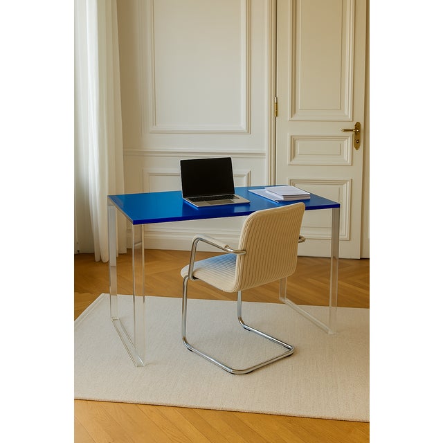 Modern Blue Acrylic Desk – A Sculptural Icon of Contemporary Design For Sale - Image 4 of 6