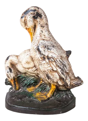 Cast Metal Ducks Doorstop, Decorative, Practical,, Original Paint, Vintage Collectable