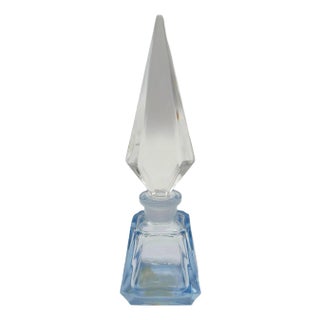 1950s Art Deco Geometric Blue Crystal Perfume Bottle by Irice West Germany For Sale
