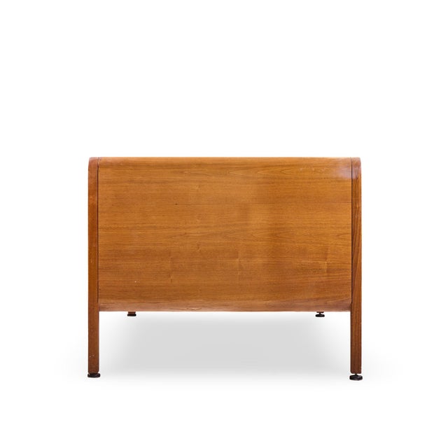 Dunbar Furniture Roger Sprunger for Dunbar Style Mid Century Walnut Waterfall Executive Desk For Sale - Image 4 of 9