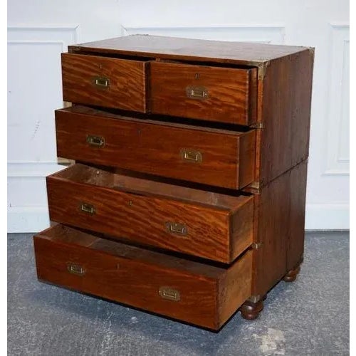 Antique Satinwood Military Campaign Chest of Drawers, 1800s For Sale - Image 5 of 18