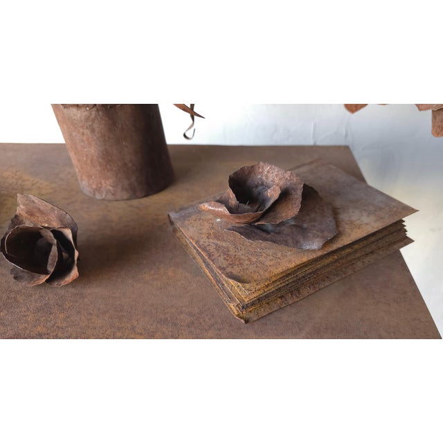 Antique French Iron Brutalist Floral Arrangement & Table Sculpture For Sale - Image 10 of 12