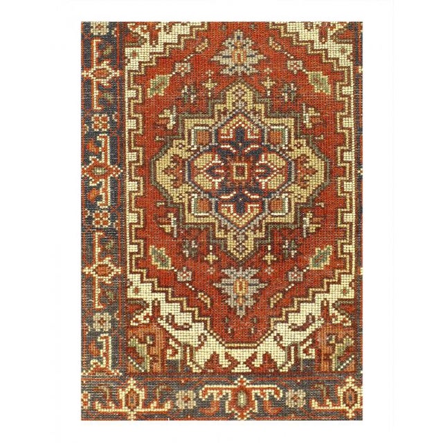 Indo Serapi design rug. Handmade Hand-knotted in fine lambswool. Lamb's Wool on a Cotton Foundation Vegetable Dyed Hand-...