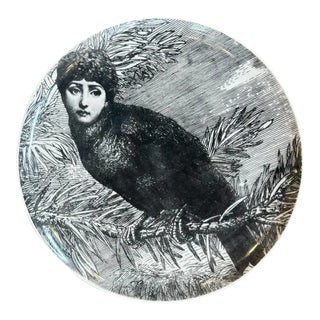 1950s Piero Fornasetti Decorative Plate Featuring the Head of Italian Opera Singer Lina Cavalieri as the Head of a Bird For Sale