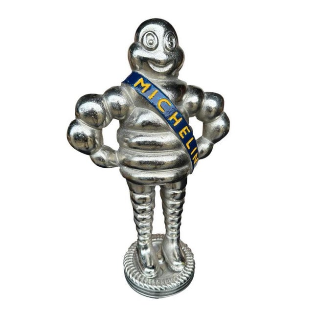 Silver Michelin Man statue Great decorative piece, also referred to the Bibendum statue Composite statue with a silver...