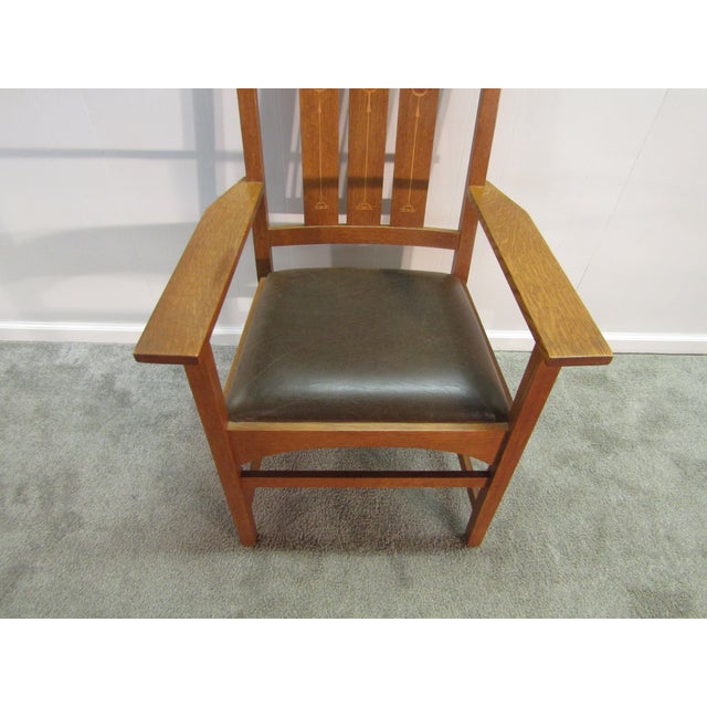 Stickley Stickley Mission Oak Arts and Crafts Arm Chair For Sale - Image 4 of 7