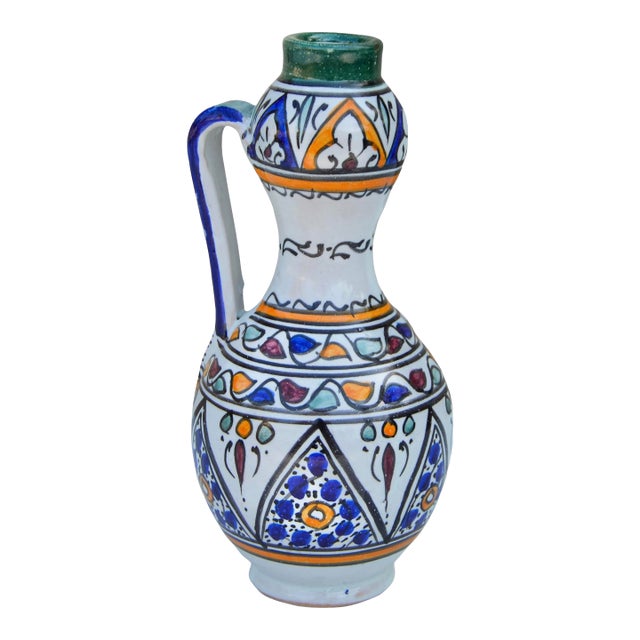 Mid 20th Century Handcrafted Colorful Andalusian-Patterned Ceramic-Art Vase For Sale
