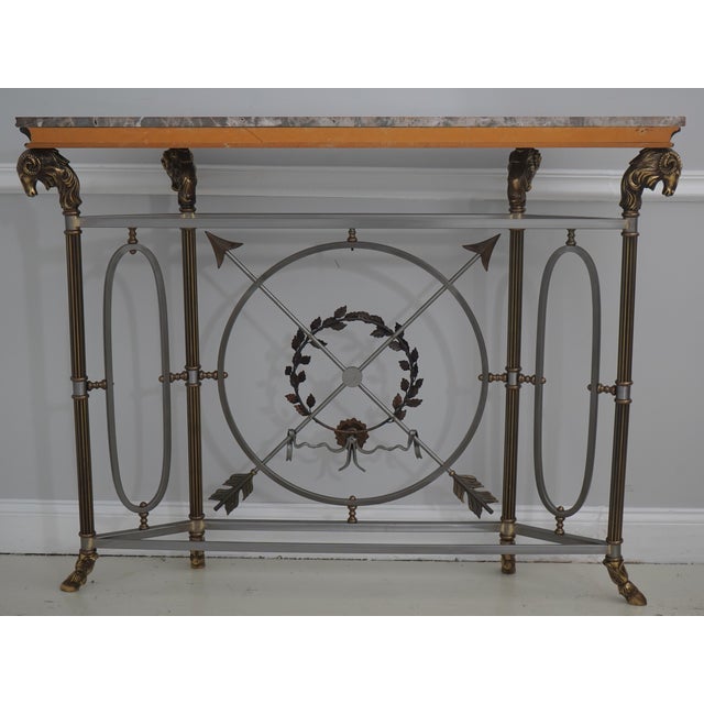 Maitland Smith French Empire Marble Top Steel Base Console Table For Sale - Image 17 of 17