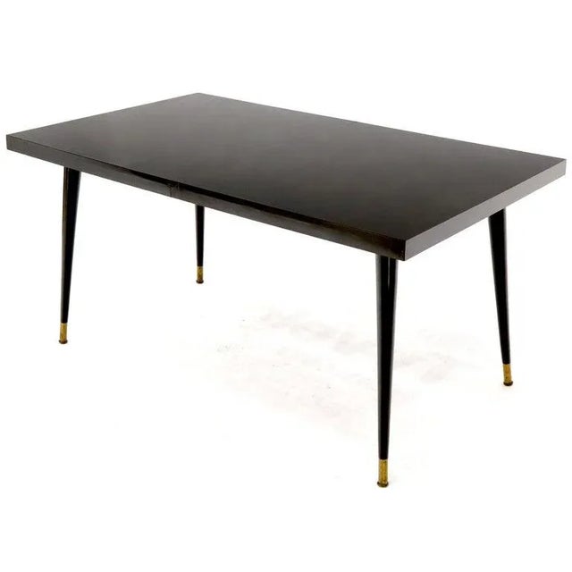 Black Laminate Tapered Dowel Legs Dining Table With Extension Board For Sale - Image 6 of 11