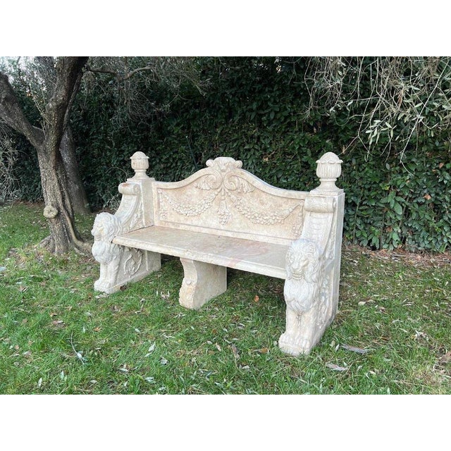 20th Century Talian Marble Bench, 1970s For Sale - Image 3 of 6