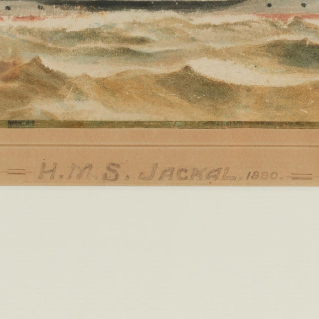 Antique Watercolor of the English Steamship H. M. S. Jackal For Sale - Image 12 of 13