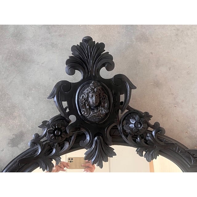 Late 18th Century 18th Century French Large Flemish Baroque Walnut Ebonized Mirror For Sale - Image 5 of 7