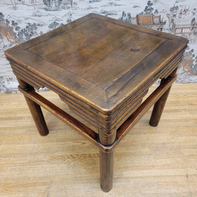 Antique Shanxi Province Pierced Apron Elm Side Table - Pair For Sale - Image 4 of 13