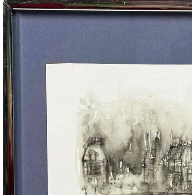 Zamir Mati Signed Original Mixed Media Paris Cityscape, 1990s For Sale - Image 4 of 15