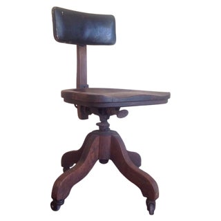 Early 1900s Sikes Wooden Office Swivel Chair For Sale