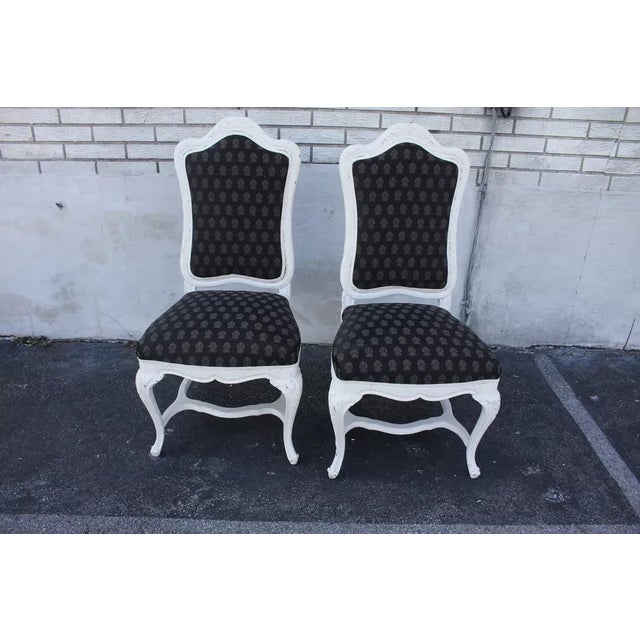 Early 20th Century Set of 4 French Louis XVI Hand Painted Side, Dining Chairs with New Upholstery For Sale In Philadelphia - Image 6 of 8