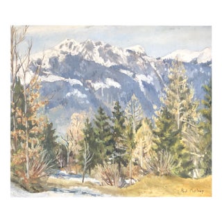 Paul Mathey, Vue sur la montagne, Oil on Cardboard For Sale