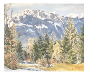 Paul Mathey, Vue sur la montagne, Oil on Cardboard