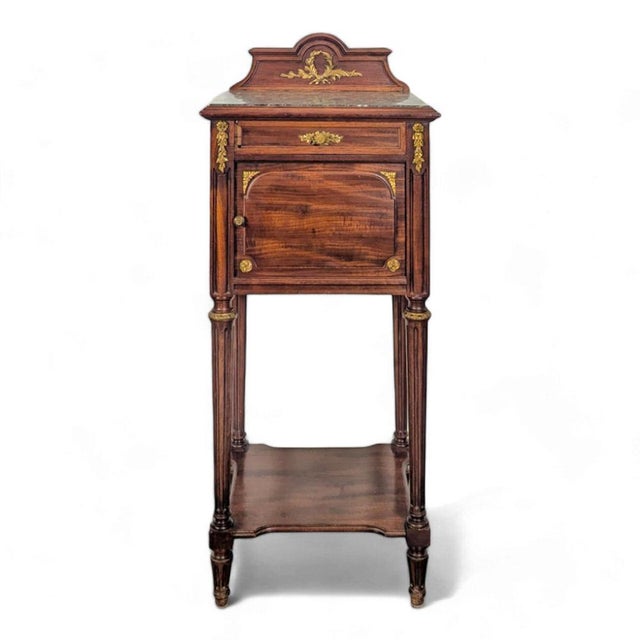 Wood Louis XVI Style Mahogany Bedside Table For Sale - Image 7 of 7