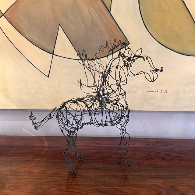 Black Folk Art Continuous Wire Pegasus Sculpture by Thai Varick For Sale - Image 8 of 12