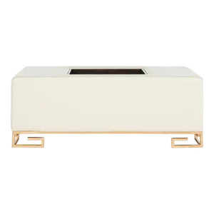 Faux Ostrich Tray Ottoman & Coffee Table in Cream & Espresso