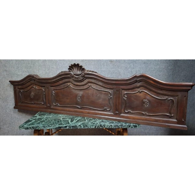 Wood French Louis XV Style Carved Wooden Bed Pediment, 19th Century For Sale - Image 7 of 9