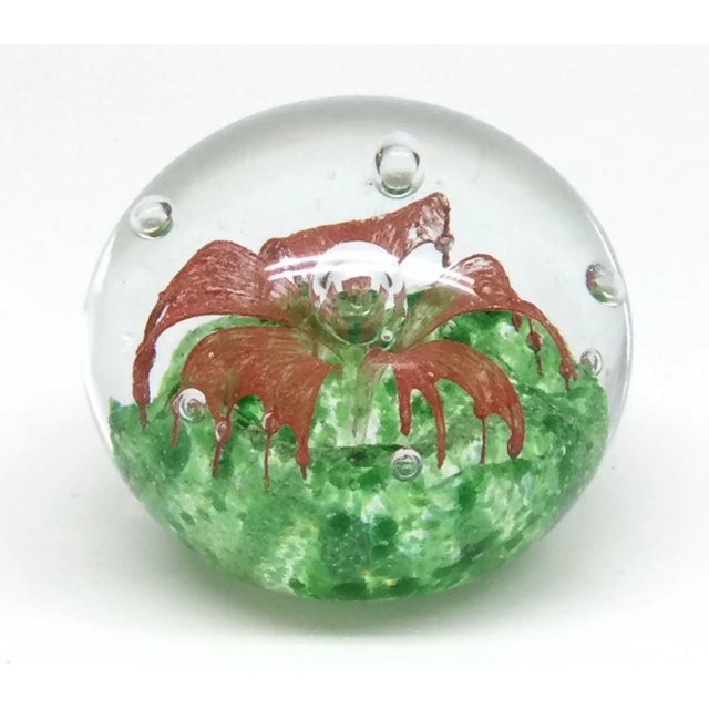 Mid-Century Modern Vintage Flower Glass Paperweight For Sale - Image 3 of 9